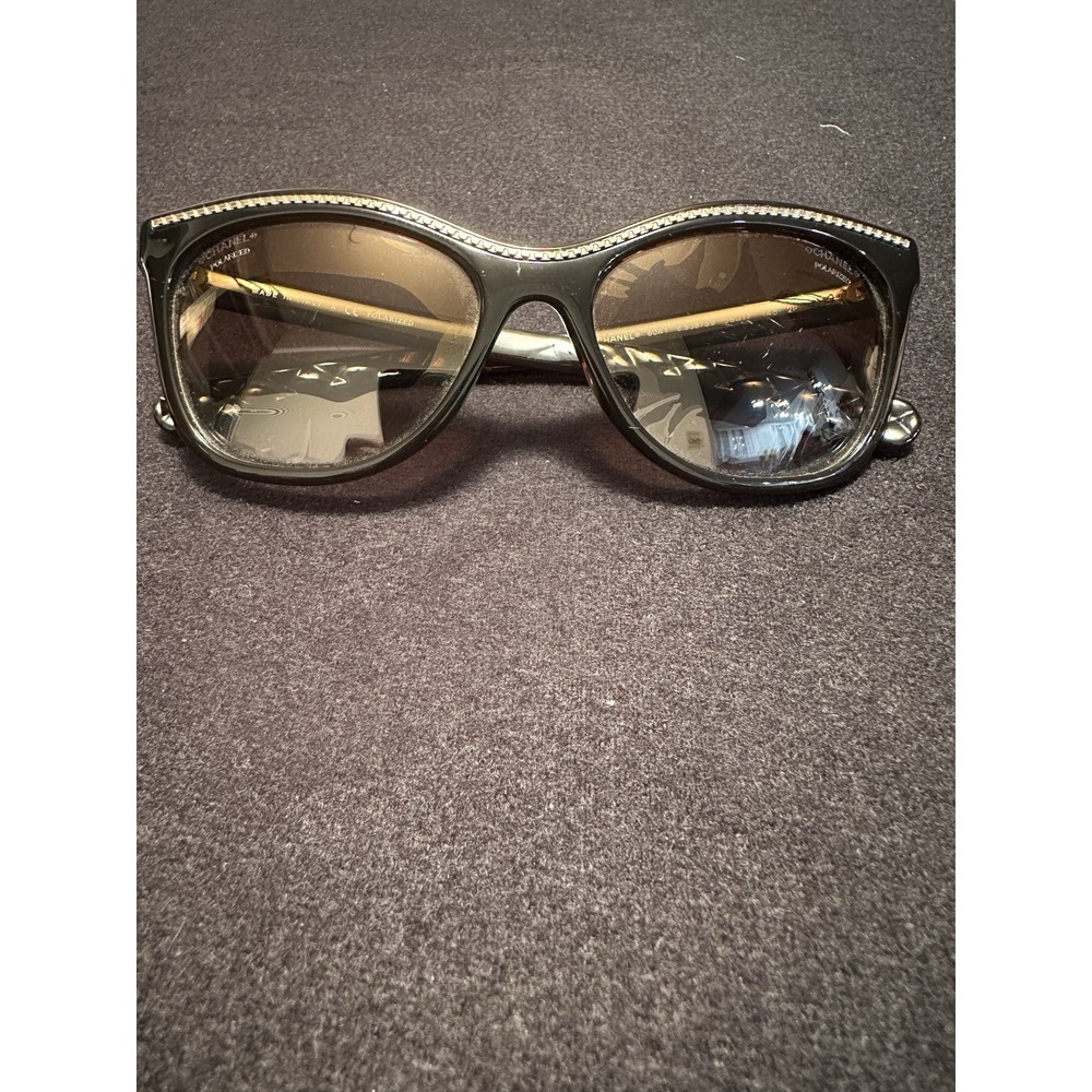 CHANEL 6041 c.538/S7 56mm Brown Gold‎ Quilted Cat Eye Sunglasses Italy Flaw